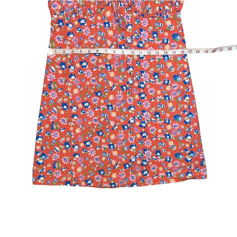 Wayf Floral Babydoll Puff Sleeve Mini Dress Medium Fairycore Orange Blue - Picture 6 of 7